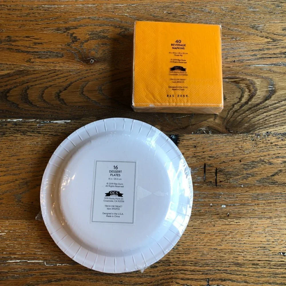 Rae Dunn Halloween Dessert Plates and Beverage Napkins